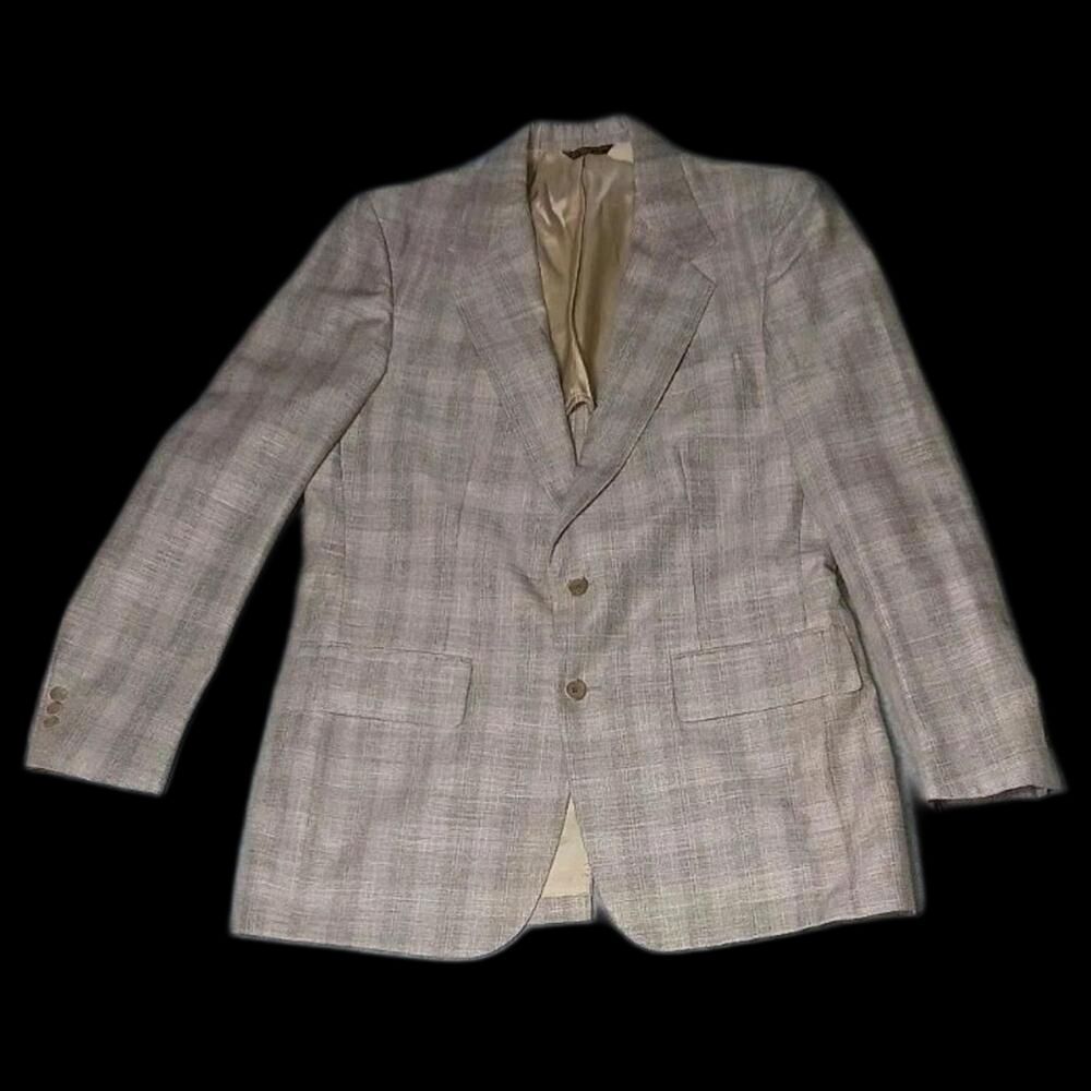 Vintage Palm Beach Blazer Jacket Mens Large Biege Grey Button Up Pockets...